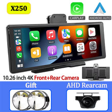 Load image into Gallery viewer, 10.26&quot; Touch Screen 4K Dash Cam Dual Len Front&amp;Rear Camera Wireless Carplay Android Auto Car DVR WIFI Dashcam Aux Car Stereo
